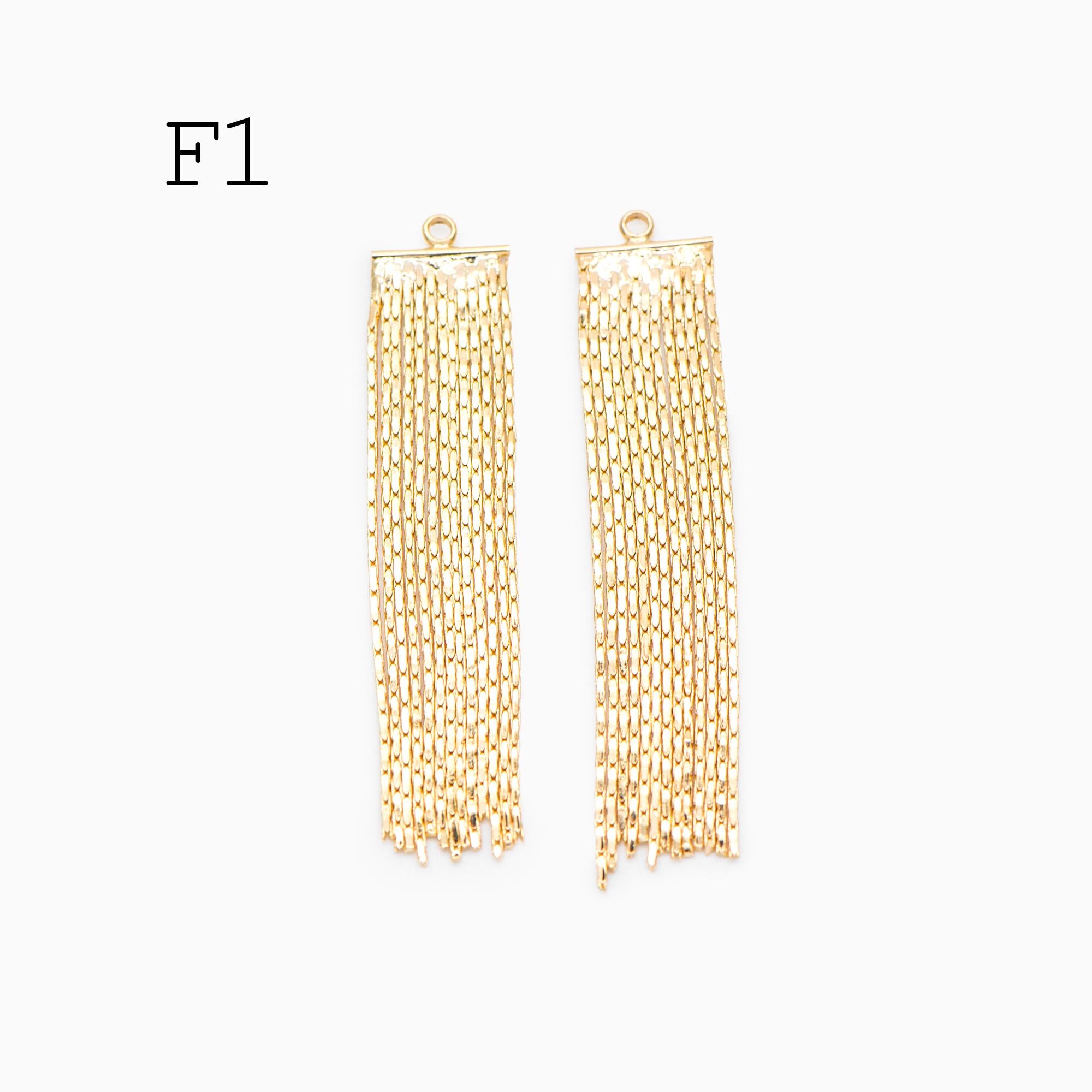 4pcs Gold/ Silver Tone Chain Long Tassels, 18K Gold/ Rhodium plated Brass Tassel, Earring Charm Pendants (GB-945)